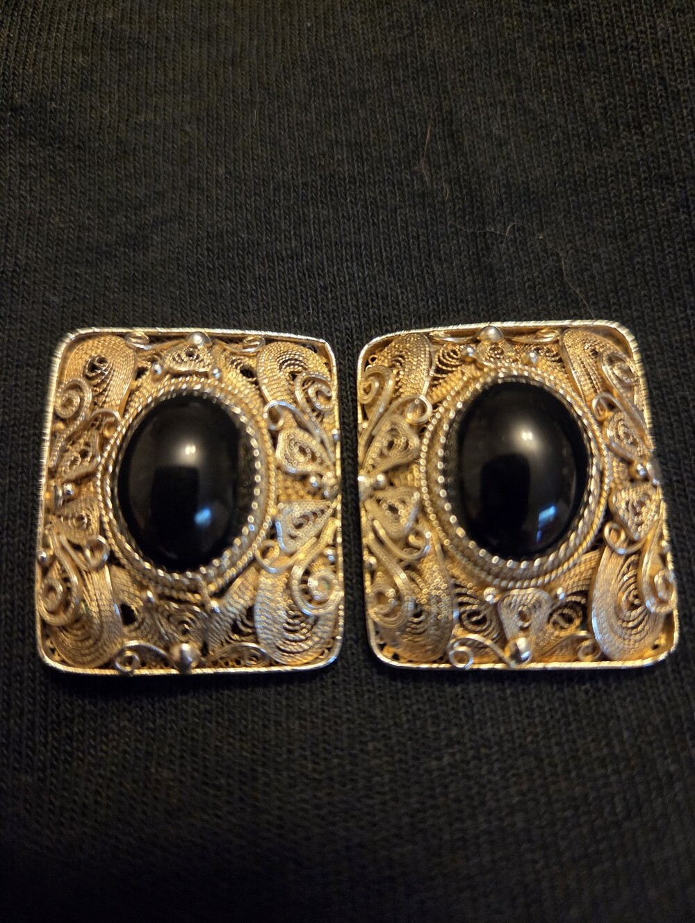 925 Silver And Black Onyx Earring Front